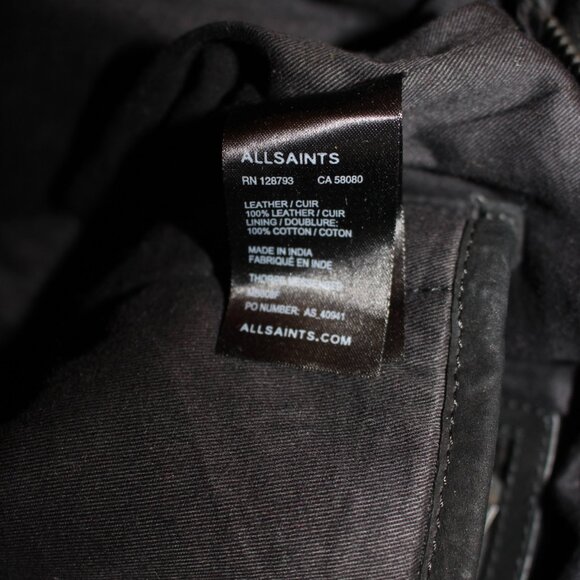 AllSaints Thorpe Messenger Bag Black Suede & Leather XL Orig $499 Excellent - Picture 7 of 13